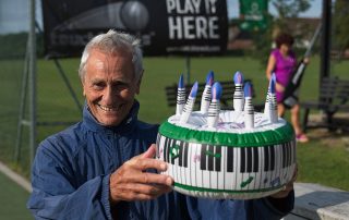 Veteran member of Woodbridge Tennis Club Sam Schuster celebrates his birthday