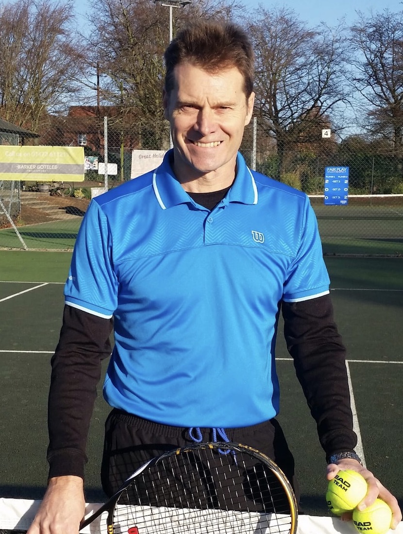 Rob Rickard, a tennis coach at Woodbridge Tennis Club in Suffolk