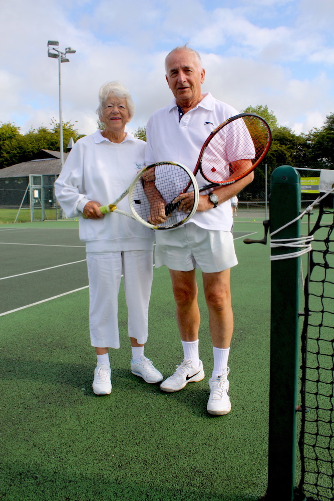 Woodbridge Tennis Club members Max and Margaret Pemberton on court
