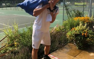 Woodbridge Tennis Club's Jon Mansfield and a sack of tennis balls headed to Recycaball